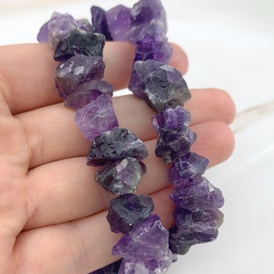 4pcs/25pcs Natural Amethyst Gemstone Beads - Purple Quartz Crystal - Nugget Beads - Raw Stone Healing Crystals - Center Drilled Gemstones