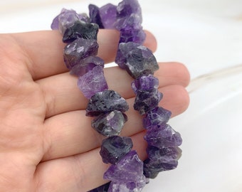 4pcs/25pcs Natural Amethyst Gemstone Beads - Purple Quartz Crystal - Nugget Beads - Raw Stone Healing Crystals - Center Drilled Gemstones