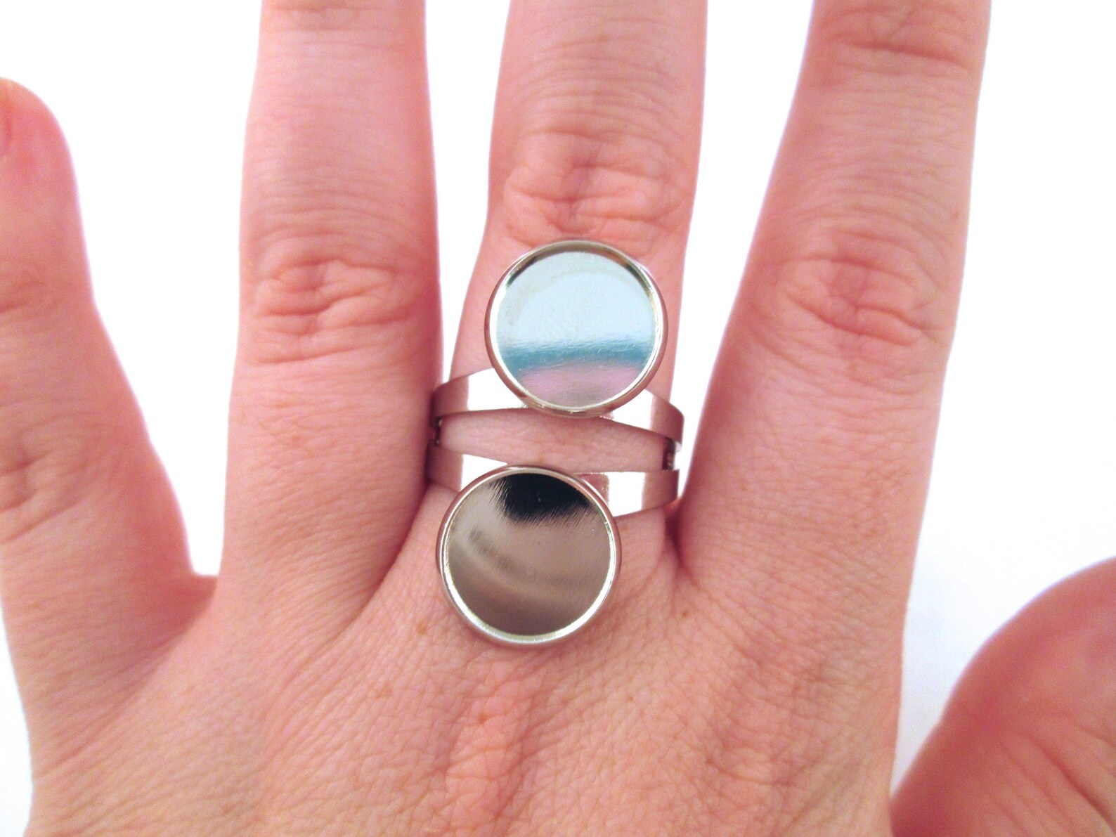 4pcs Silver Double Ring Base 12mm Bezel Tray Setting Etsy