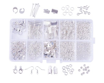 Kit de démarrage de bijoux en argent DIY - Kit de fabrication de bijoux - Kits de créations artisanales - Fournitures - Anneaux de saut en fil métallique