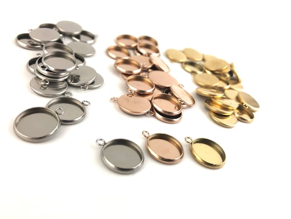 20pcs Stainless Steel 12mm Pendant Trays: DIY Bezel Settings