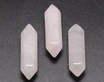 4pcs Rose Quartz Stone Gemstone Double Point Terminated No Hole Undrilled Polished Tumbled Pendulum Crystals Wholesale Pendant
