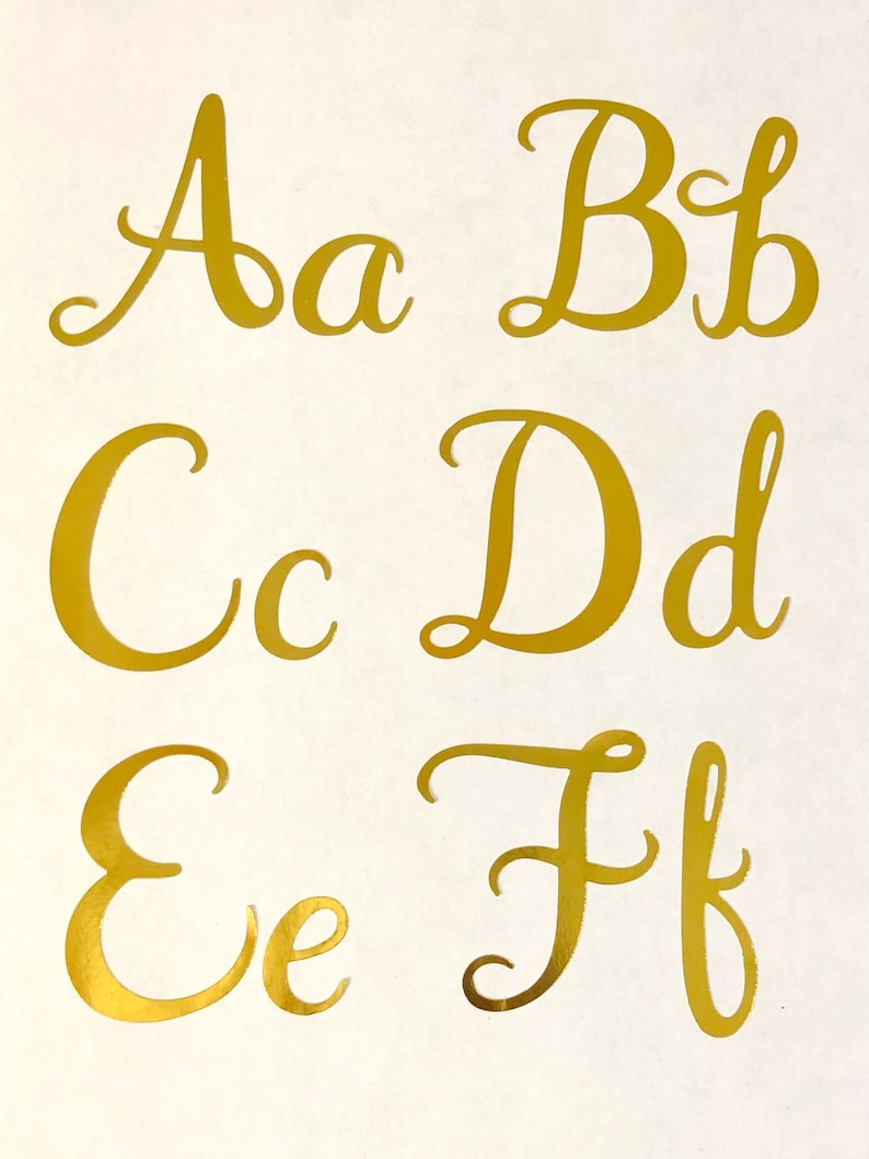 1pcs Gold Cursive Letter Stickers Gold Foil Calligraphy Etsy