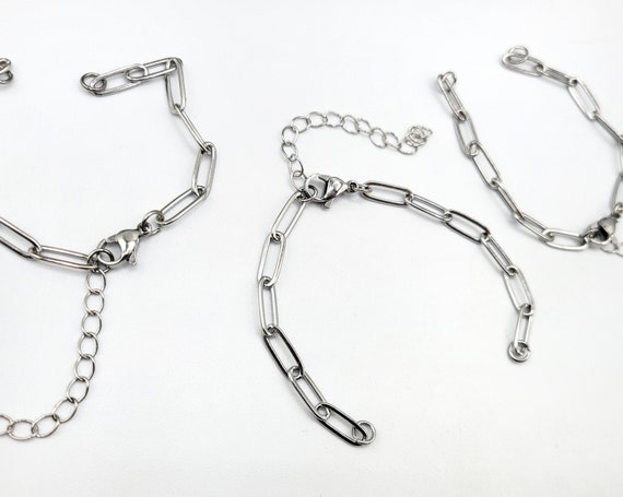 5pcs Stainless Steel Paperclip Bracelet Chain: DIY Jewelry Making