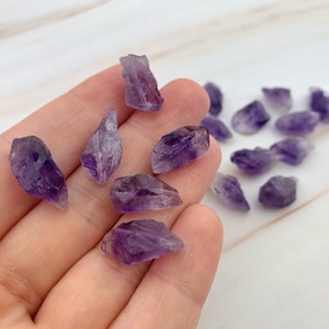 4pcs Rough Natural Amethyst Nugget Beads - Small Purple Stone Beads - Raw Amethyst Gemstone Beads - Center Drilled Beads