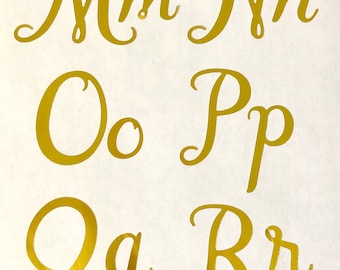 Thinp 12 vellen gouden letterstickers, vinyl alfabet en cijferstickers, zelfklevende alfabetletterstickers, gouden letters voor afstuderen, pet, doe-het-zelf knutseldecoratie, ramen, deuren, auto