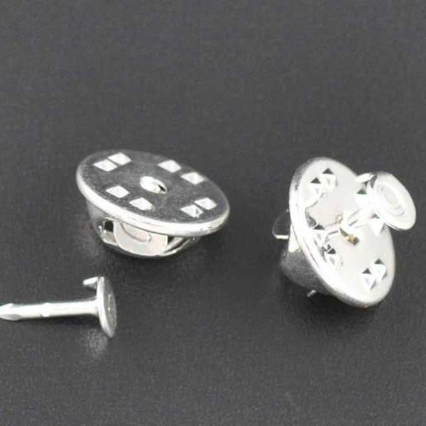 20pcs Silver Tie Tack Blanks - Wholesale Tie Tac Brooch Lapel Pin Findings - Clutch Back 5mm Glue Pad Base Scatter Pin