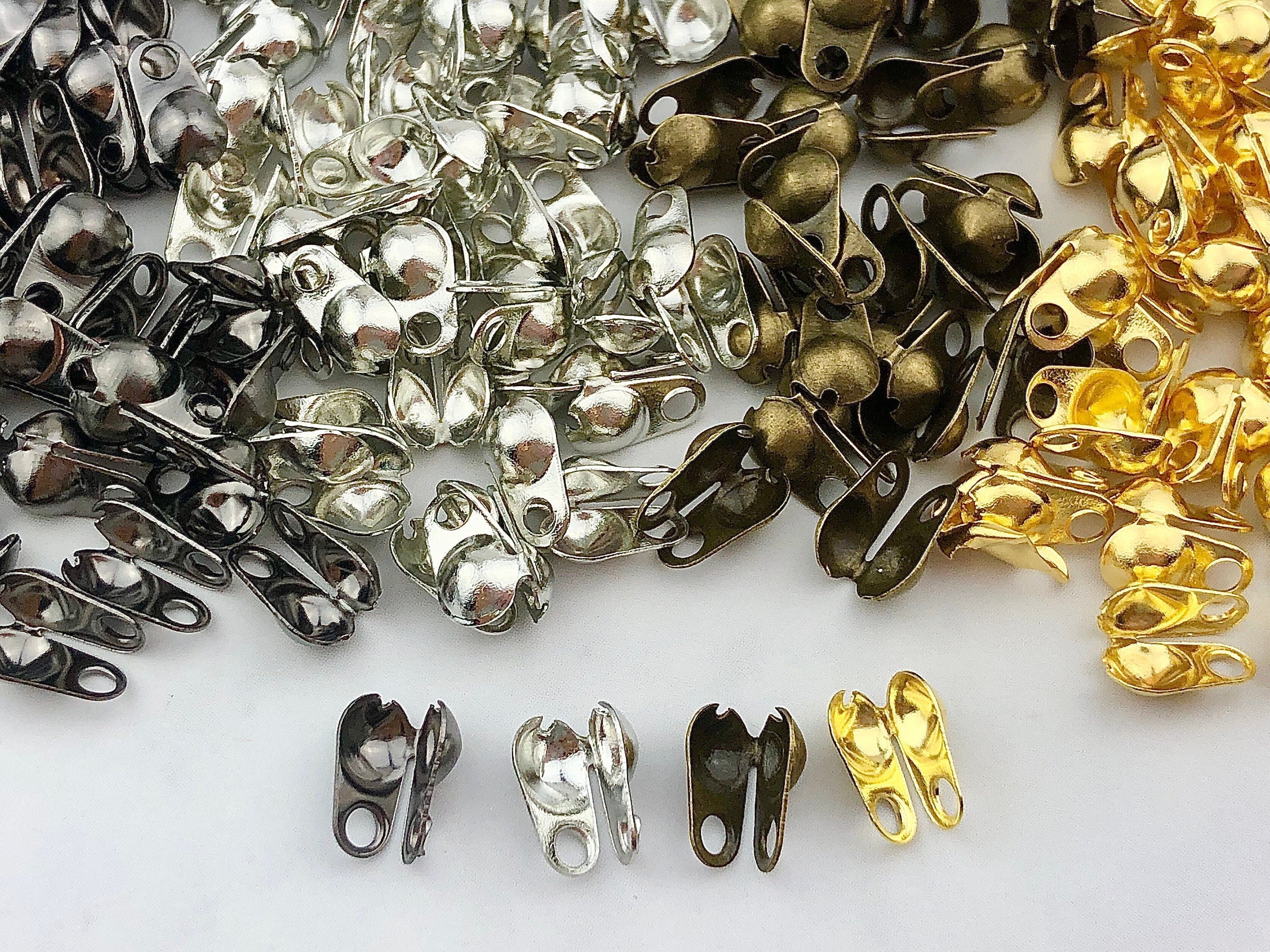 Platinum Color Brass Crimp End Beads Covers for Jewelry Making, Nickel  Free, Size: About 4mm In Diameter, Hole: 1.5~1.8mm