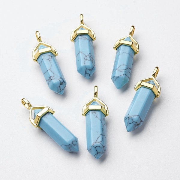 1pcs/10pcs Synthetic Turquoise Gemstone Pendant - Crystal Pendulum - Crystal Pendant - Healing Crystals