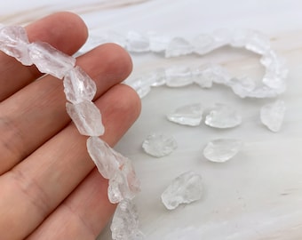 Clear Quartz Nugget Beads: Raw Crystal Gemstone (6mm-12mm)