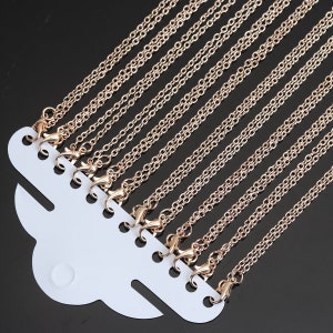 12pcs 24inch Rose Gold Necklace Chains - Rose Gold Chain Necklace - 3mm x 2mm Lobster Clasp Jewelry Findings - Wholesale Bulk Lot Chain