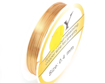 Filo per perline in rame placcato oro (0,4 mm, 10 m)