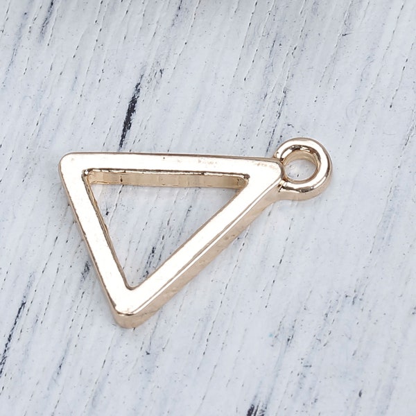 10pcs Gold Triangle Charms - Geometric Gold Plated Triangle Hollow 17mm( 5/8") x 13mm( 4/8") Necklace Pendant Shapes Pyramid Gold Triangle