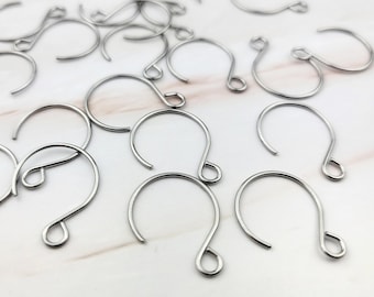 20pcs Silver Half Hoops - Open Hoops - DIY Earrings - Stainless Steel Jewelry Supplies