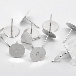 300pcs 10mm Flat Back Earring Studs - Flat Pad Earring Posts-Flat Post Earrings Nickel Free Stud Earrings Hypoallergenic Earring Studs