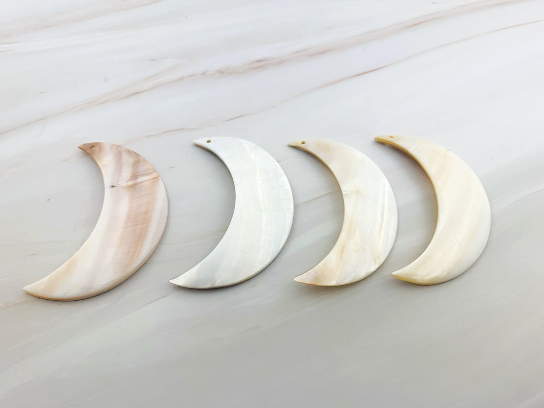 Freshwater Shell Moon Pendant: Boho Crescent Charm (4pcs) - Etsy