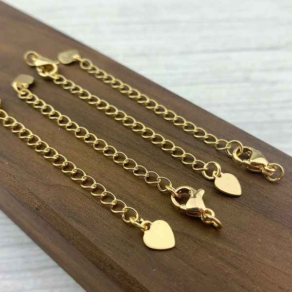 4pcs 18K Gold Necklace Extender - Lobster Clasp - Bracelet Extender - Extender Chain