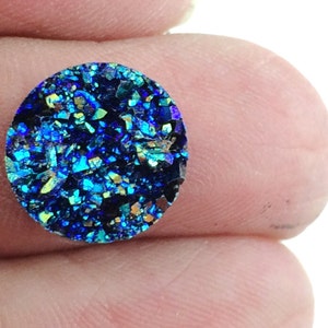 25pcs Dark Blue Resin Druzy Cabochon Wholesale Cabochon 12mm Green Blue Gemstone Round Druzy Drusy Faux Geode Druzy image 4