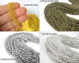 12pcs 30 inch Long Necklace Chains - Bulk Necklace Chains - Gold Necklace Supply - Long Silver Necklace Chain - Long Bronze Necklace Chain