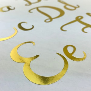 1pcs pegatinas de letras cursivas de oro - calcomanías de letras de caligrafía de lámina de oro - pegatinas de letras del alfabeto grandes - Scrabooking MoonLightSupplies