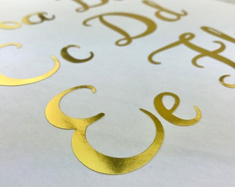 1pcs Gold Cursive Letter Stickers - Gold Foil Calligraphy Letter Decals - Large Alphabet Letters Stickers - Scrabooking MoonLightSupplies