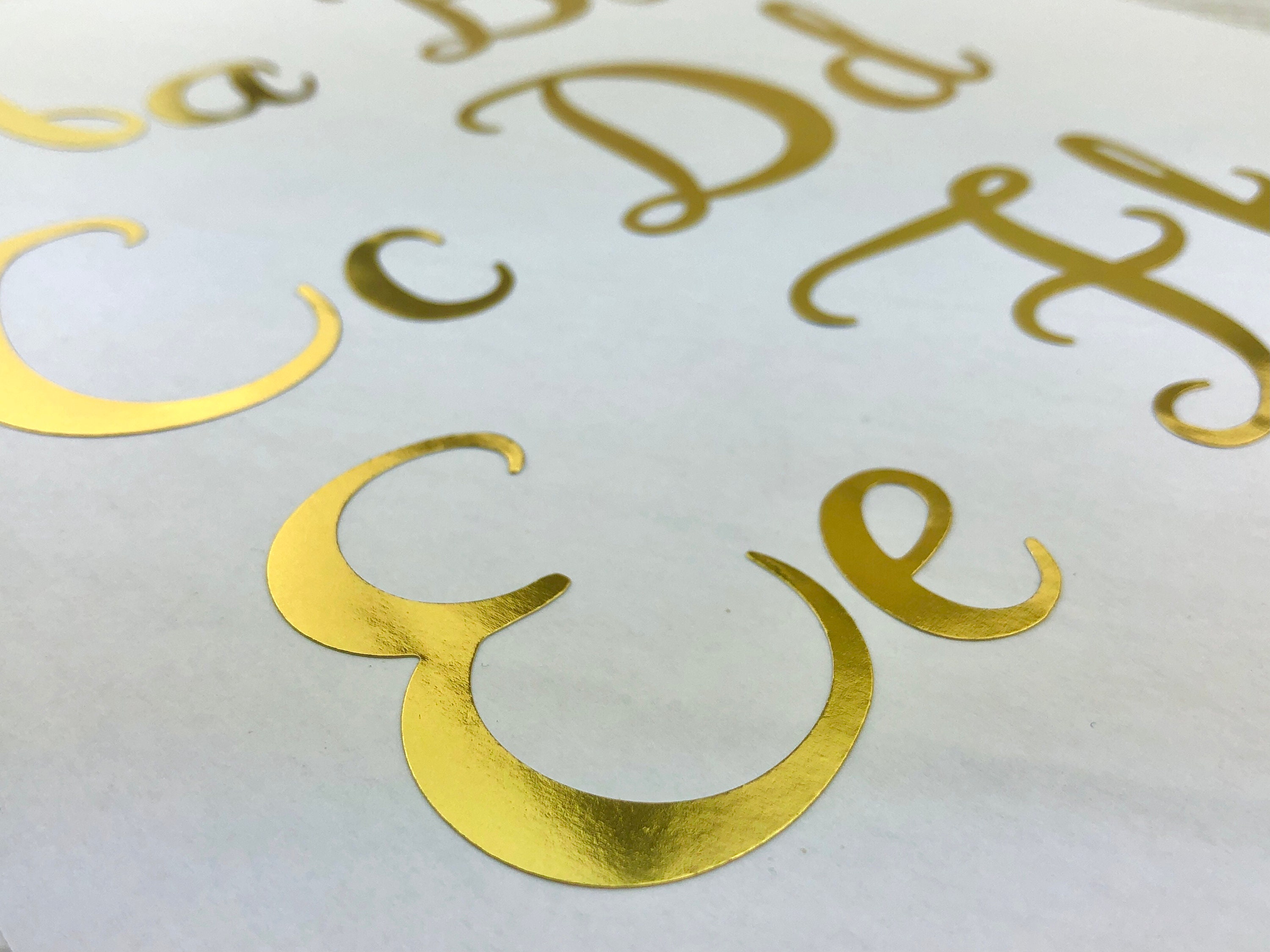 SCRIPT LETTERS - UPPERCASE Peel Off Stickers 10mm Cursive Alphabet Silver  Gold