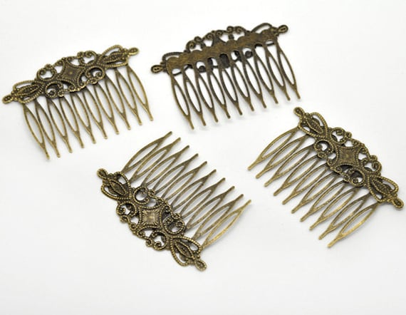 Buy 10pcs WHOLESALE Hair Comb Supply Blank Hair Clips Filigree Online in  India - Etsy