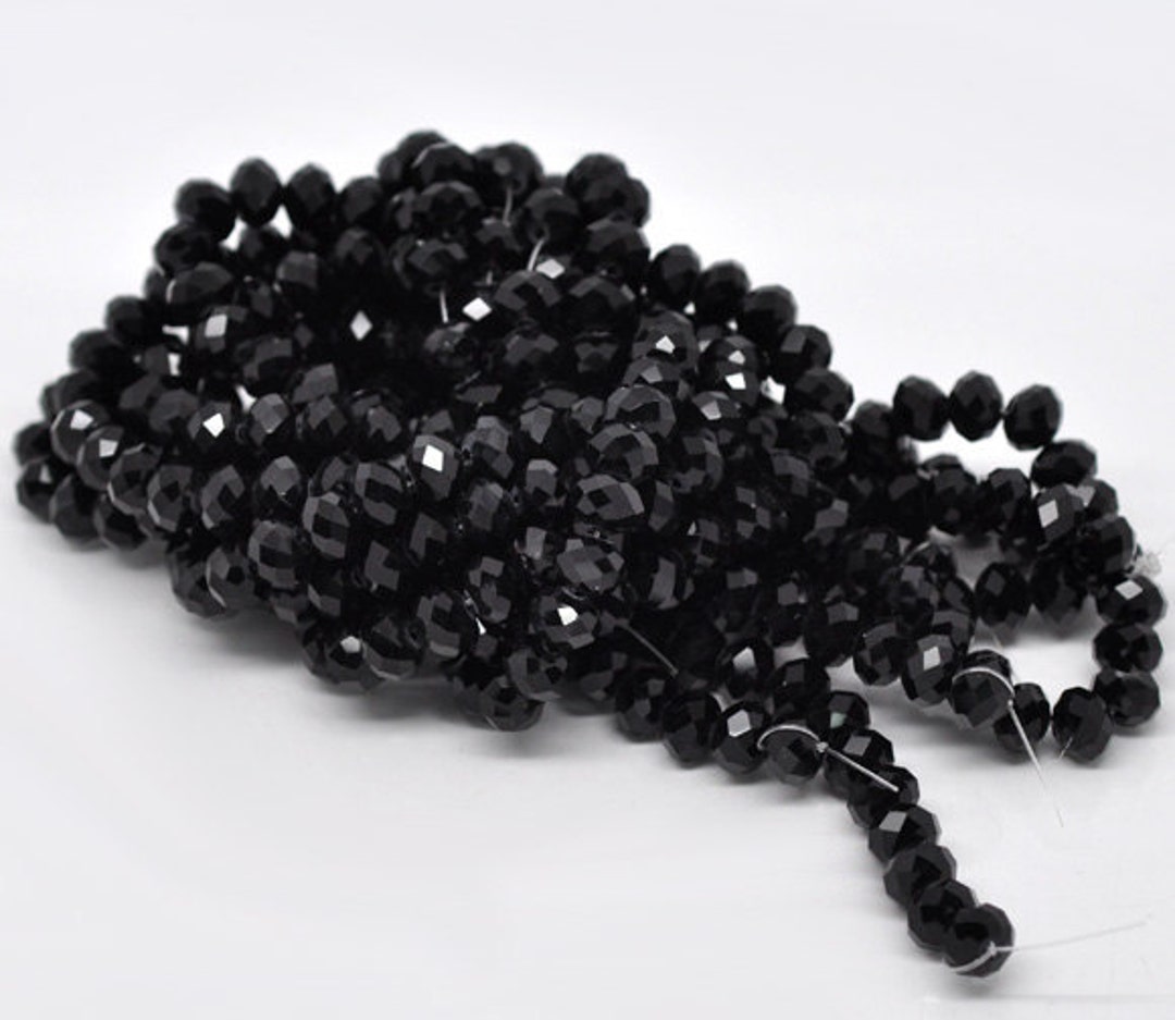 Jet Black Rhinestone Crystal AB Balls - 6 beads – Estatebeads