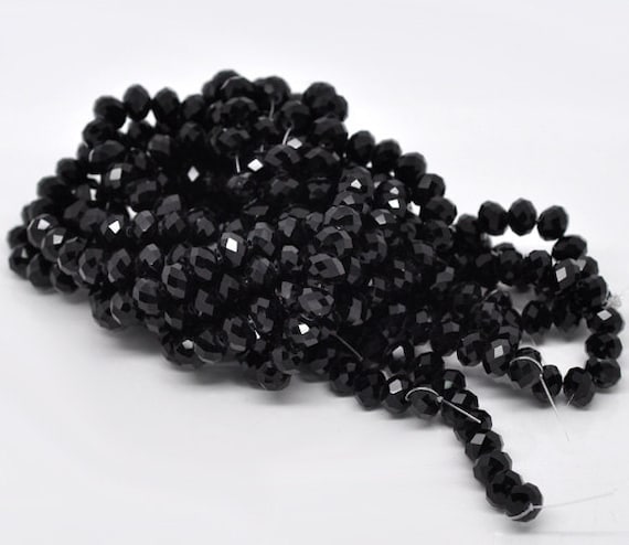 Rired 27 Glass Beads for Jewelry Making Adults, Black Bracelet Beads Set, 900pcs Including 8mm Assorted Round Beads, 4mm Bicone Crysta