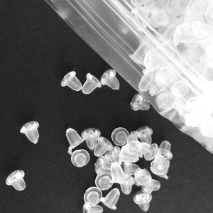 1000 Clear Rubber Earring Backs: Bell Stopper (2x4mm)