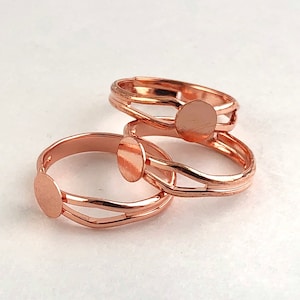 10 st justerbara ringämnen i roséguld: 6 mm platt dyna DIY-tillbehör