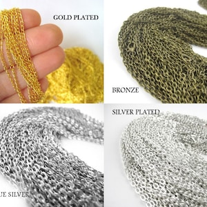 Cadenas de eslabones rolo de 24 pulgadas: plata, oro y bronce (12 unidades)