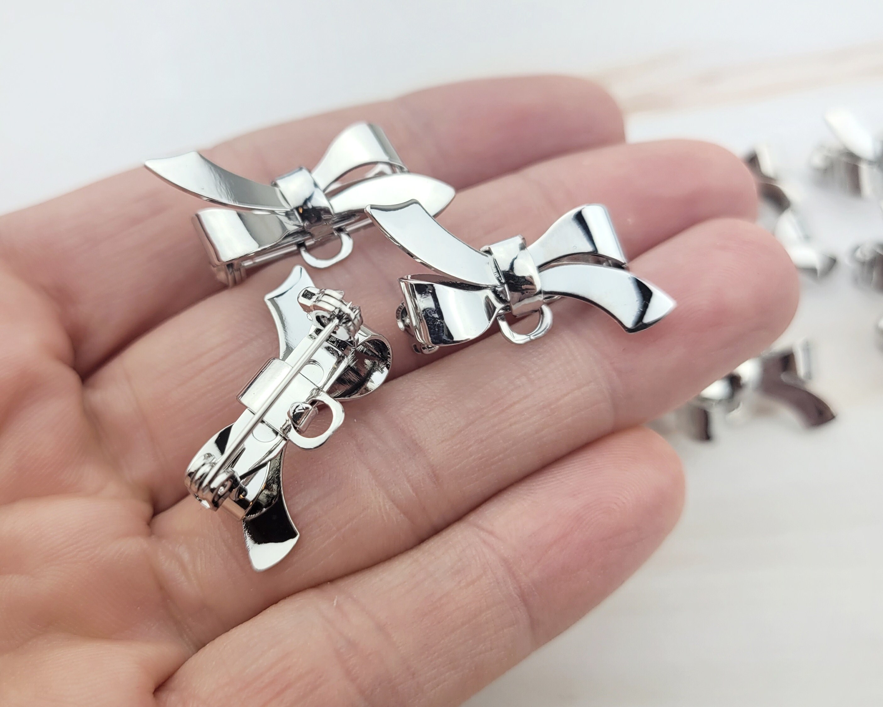 Brooch Base Silver Bow Brooch Base: DIY Brooch Pin With Safety Clasp - Etsy