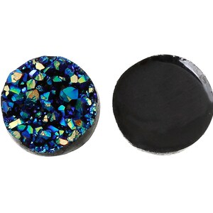 25pcs Dark Blue Resin Druzy Cabochon Wholesale Cabochon 12mm Green Blue Gemstone Round Druzy Drusy Faux Geode Druzy image 3