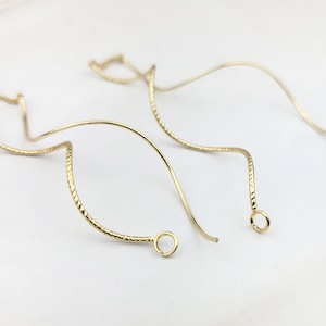 1 Pair 18K Gold Spiral Ear Threader Findings - DIY Dainty Ear Threads - Spiral Earrings - Long Pull Through Earring - Loop Chain Earrings