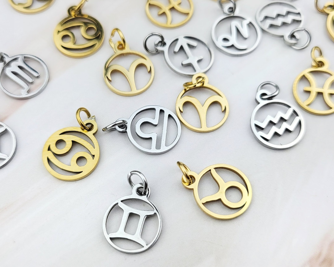 5pcs Zodiac Sign Charms Zodiac Pendants Astrology Horoscope Etsy