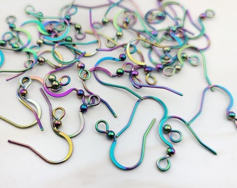 20pcs Rainbow Stainless Steel Earring Hooks - Ear Wires - Rainbow Hooks