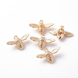 4pcs Small 18K Gold Bee Charms - Flutter Bee Charms - Bug Charms - Honeybee Charms - Small Charms - Manchester Bee
