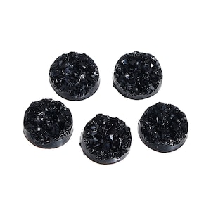 20 Black Druzy Cabochons: 12mm Resin Crystal DIY Supplies
