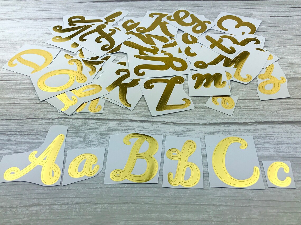 1pcs Gold Cursive Letter Stickers Gold Foil Calligraphy Etsy