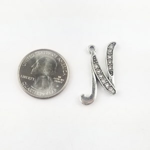 1pcs Silver Rhinestone Letter Charm Initial Charm Alphabet Charm Letter Pendant Purse Charm image 2