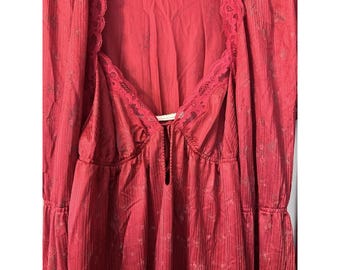 Vintage Tom Bezduda For Barad Full Length Peignoir Set Red Satin