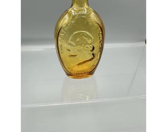 Vtg 1970s WHEATON George Washington The Father of Country Amber Glass 3" Bottle