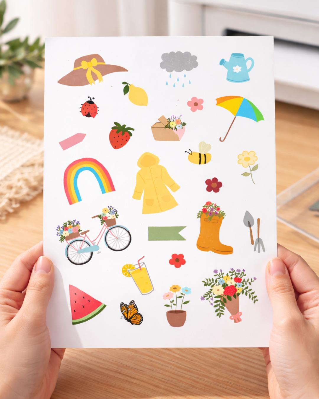 Spring Digital Stickers Bundle | 30 PNG SVG Stickers | Printable A4 ...