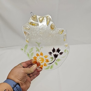 Geschmolzenes Glas Hamsa Wandbehang, Jejuda Haussegen, handgefertigt in Israel