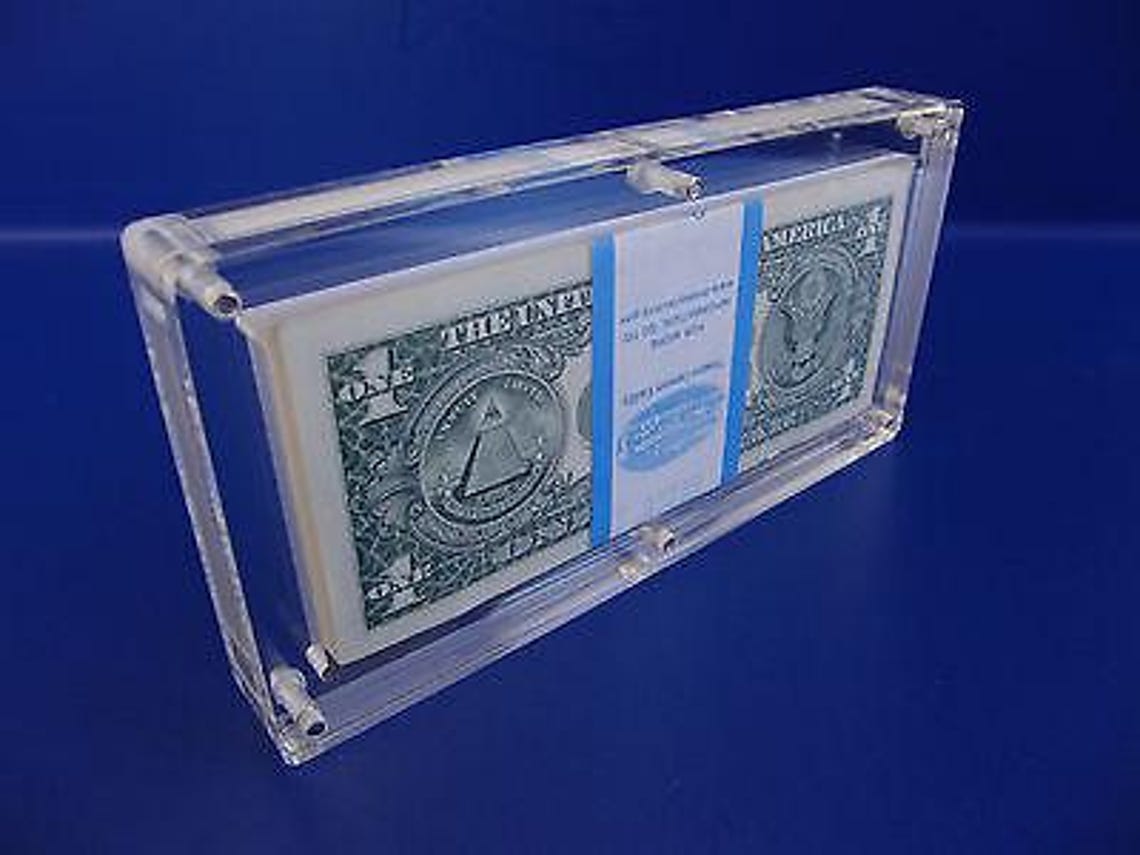 Acrylic 100 Pack Bank Note BEP Currency Display Dollar Case Frame Money ...