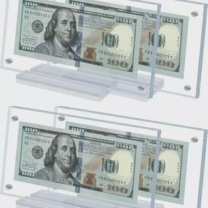 4-pack acryl displayframes voor dollarbiljet – magnetische doorzichtige valutahouders – dubbelzijdige acryl geldframes Perfect voor verzamelaars, cadeau