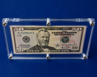 Acrylic Single Bank Note Frame Plastic Money Holder Currency Display Dollar Case