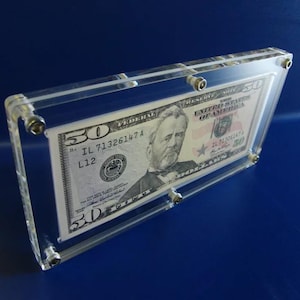 Acrylic Single Bank Note Frame Plastic Money Holder Currency Display Dollar Case