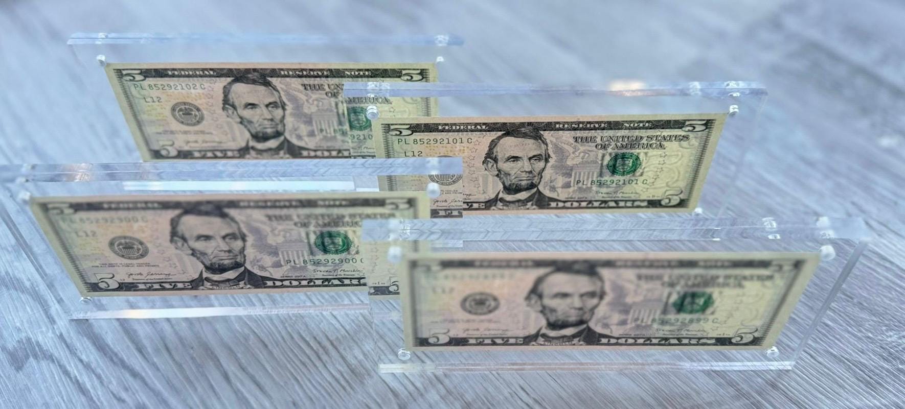Single Bank Note Magnet Clear Acrylic Frame Money Holder Currency ...